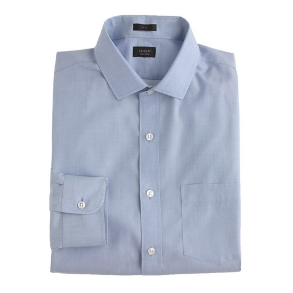 J. Crew Mens Slim Non-Iron Dess Shirt Light Blue